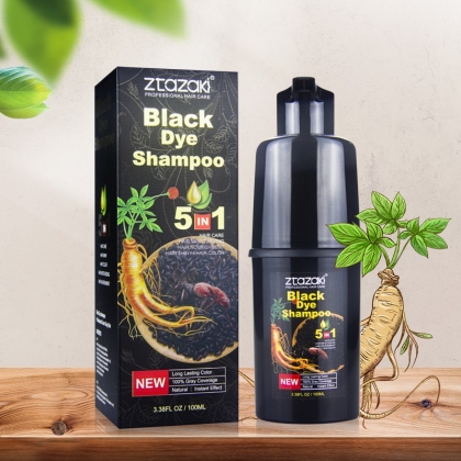 Mokeru 100ml  Dye Black Shampoo 5 in 1 Hair Dye Ginseng Black Dye Shampoo