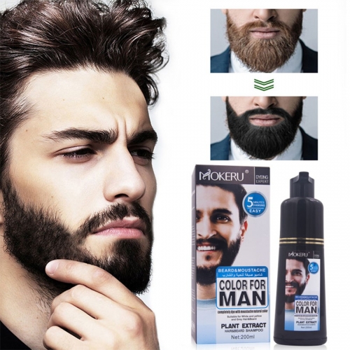 MOKERU Private label natural herbal plant essence black beard oil hair dye 5 minutes to quickly dye black